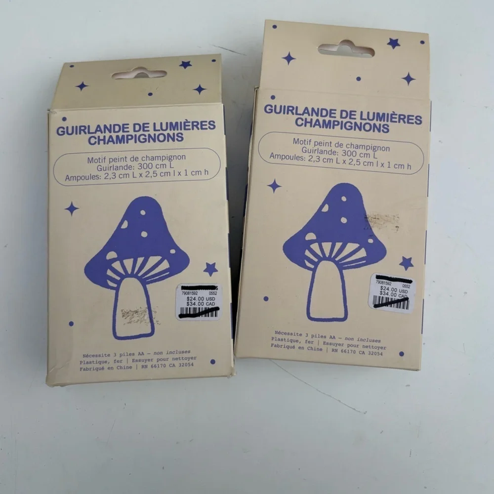 Lot of 2 Urban Outfitters Mushroom String Lights